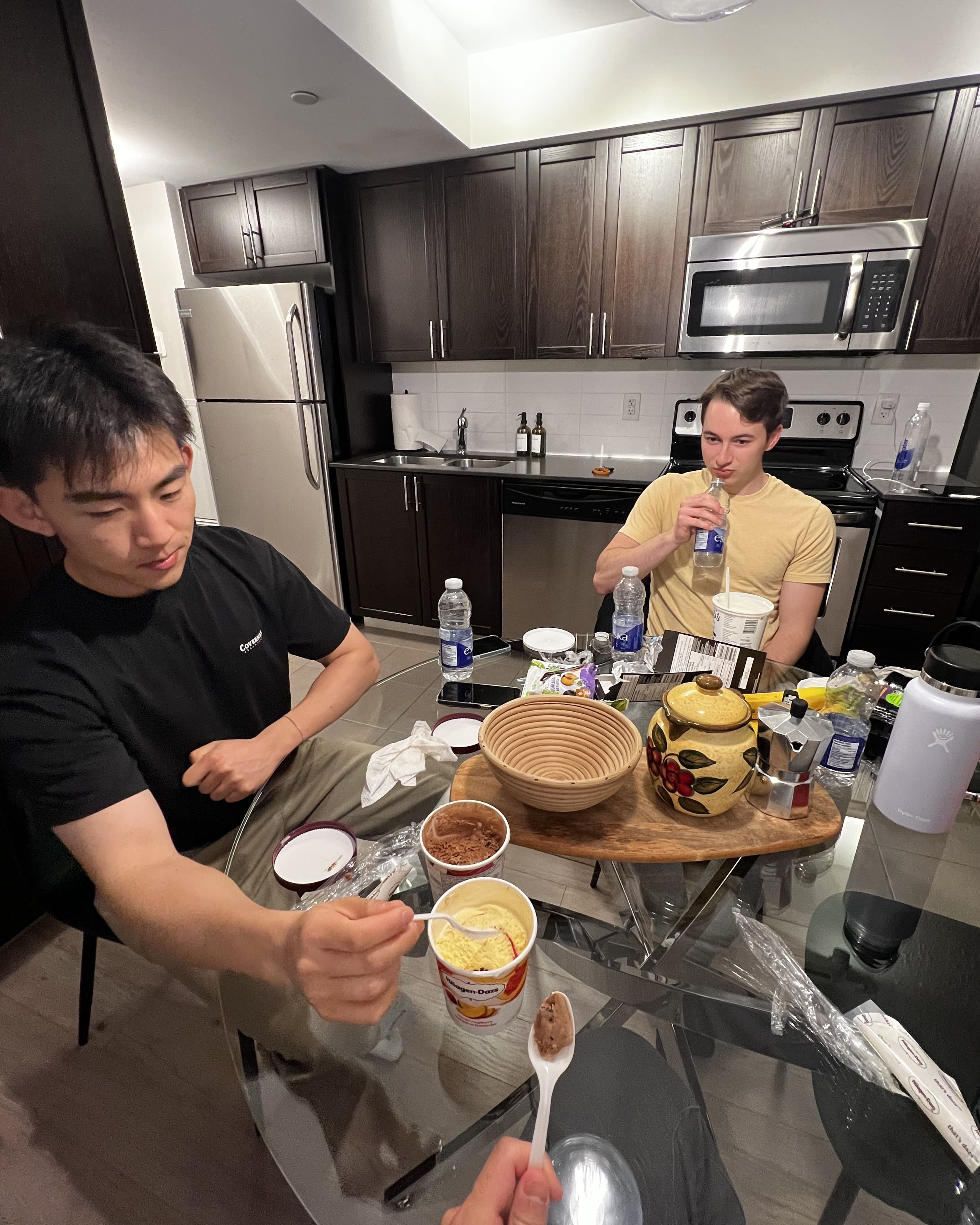 James and Jonah enjoy a snack