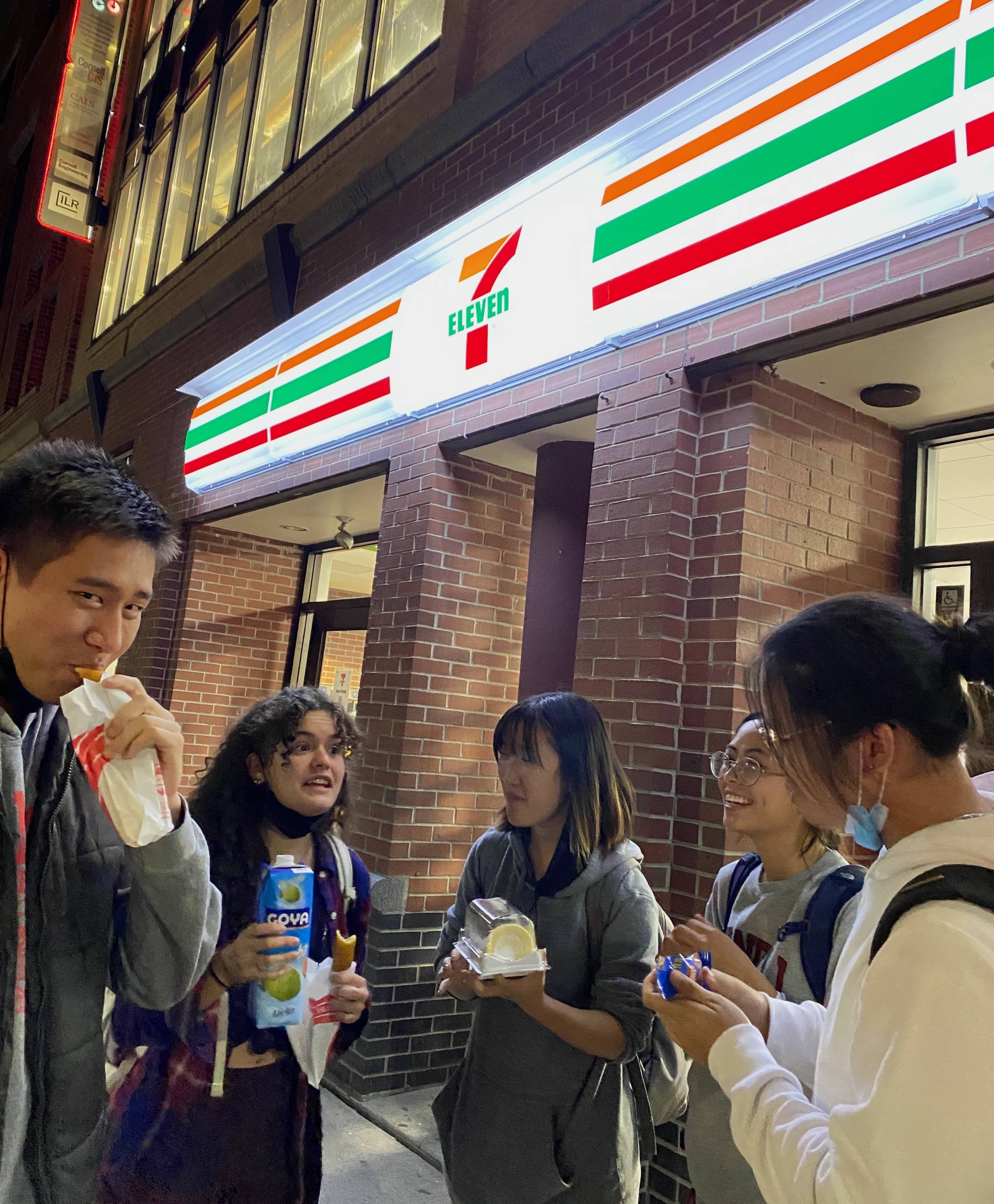 The 7/11 gang enjoys snacks at unholy hours