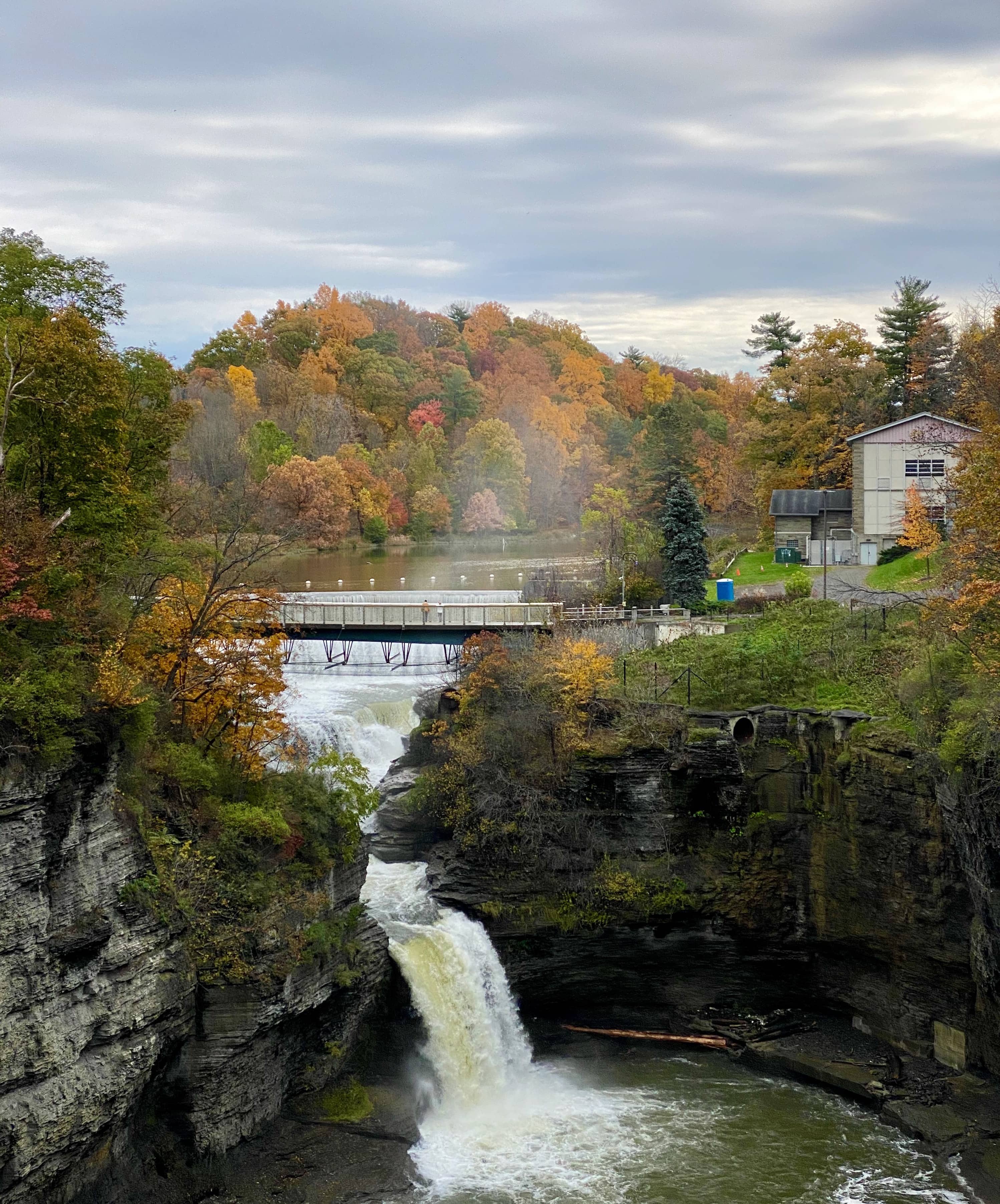 A waterfall on Cornell's campus