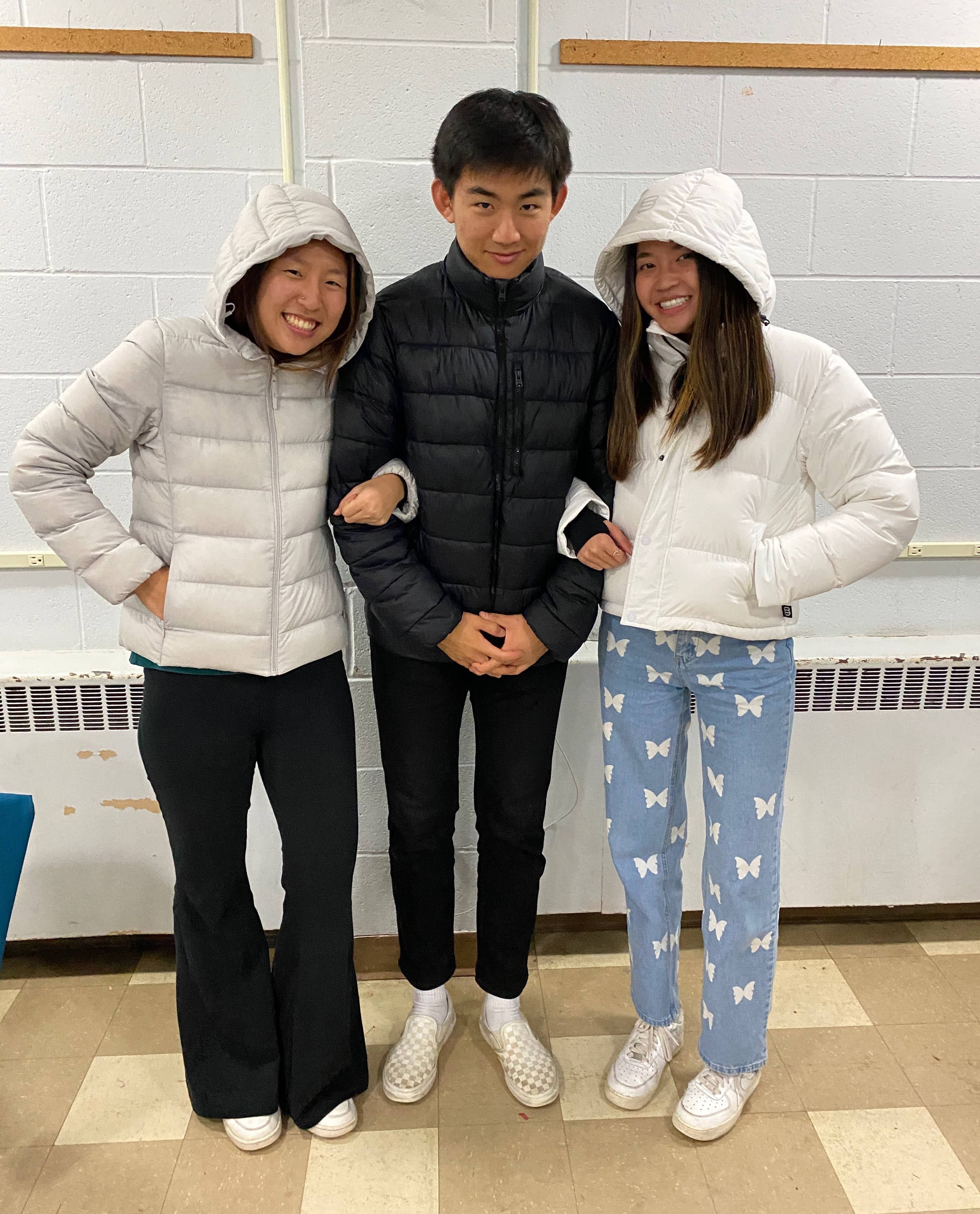 Cassy, me, and Jackie in our winter jackets