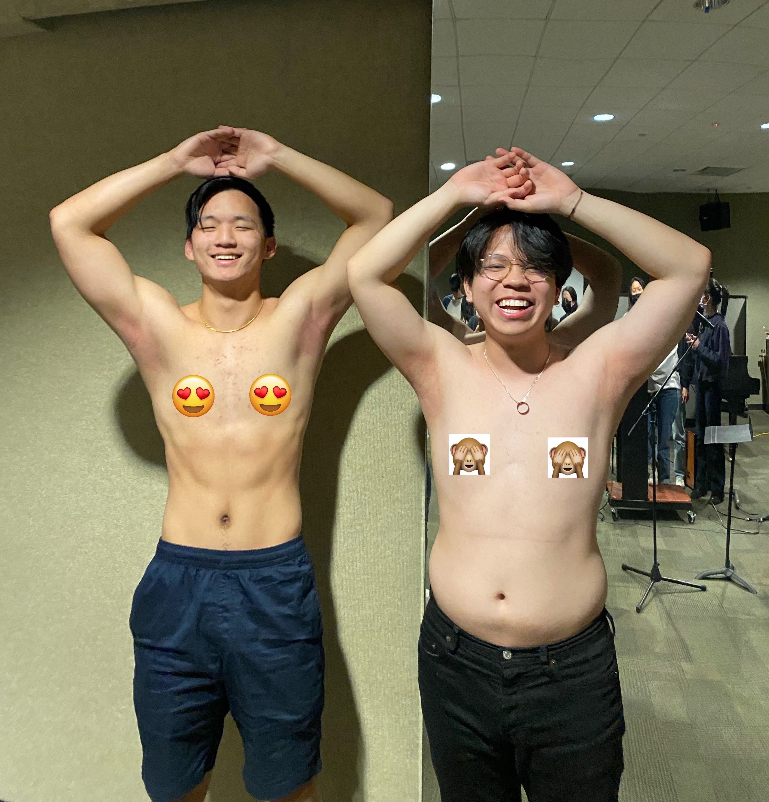 Derek and Simon get their armpits waxed during Large Group