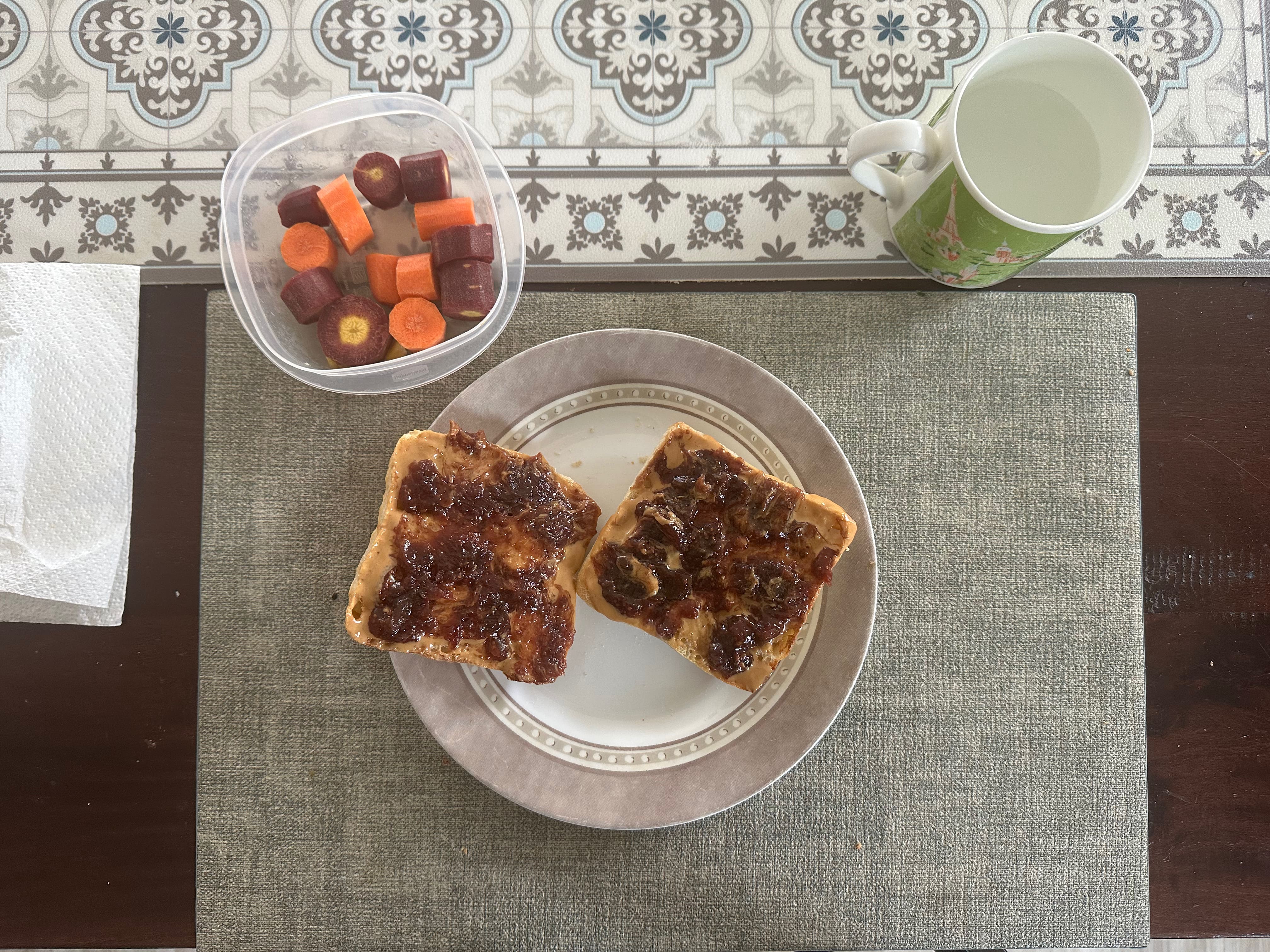 Homemade pb&j sandwich.