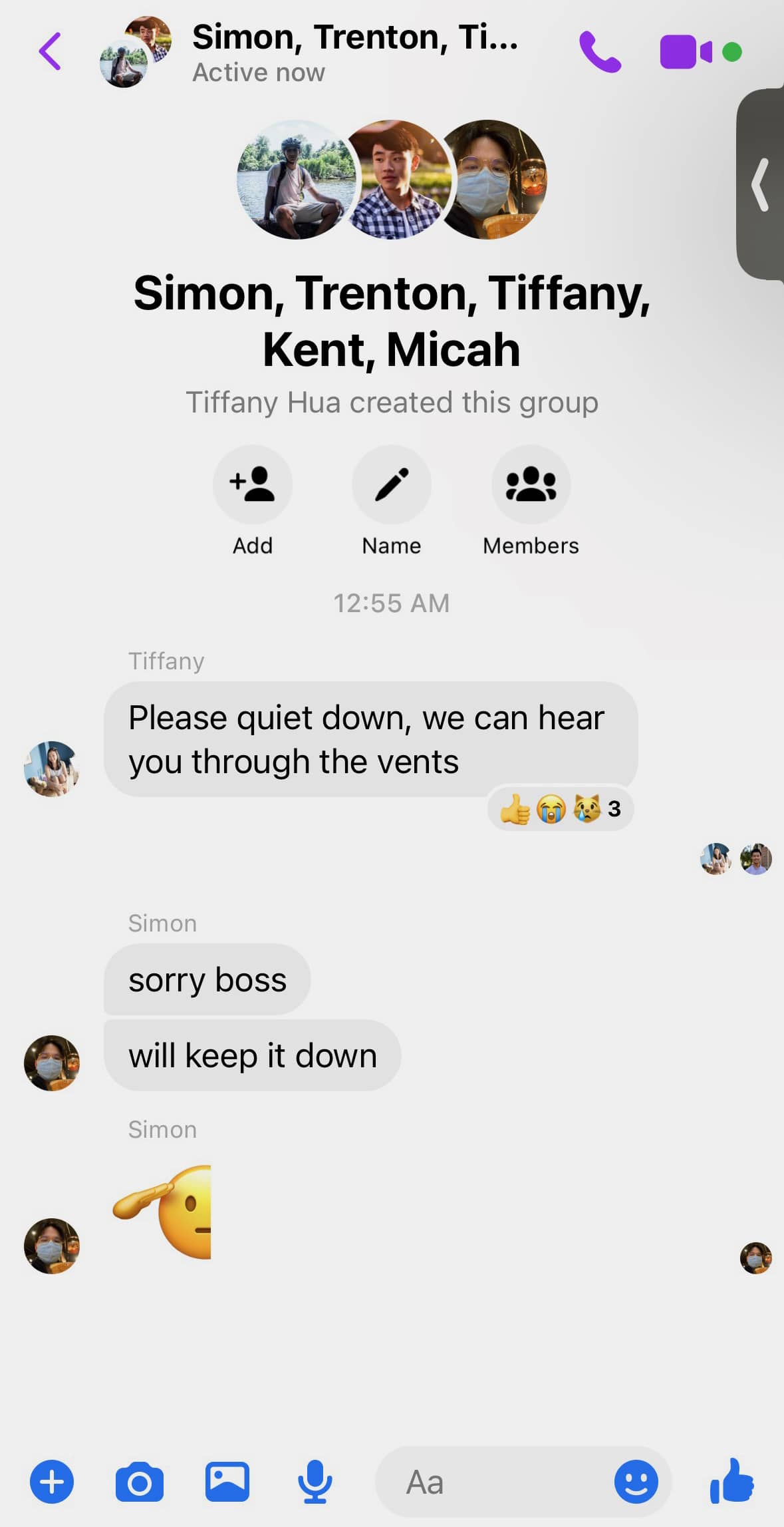 Tiffany's text messages to us